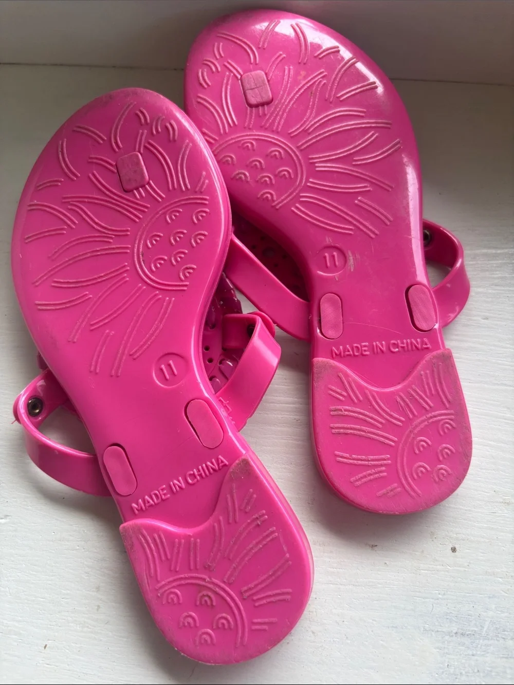 Jack Rogers Hot Pink Girl's Decorative Thong Sandals